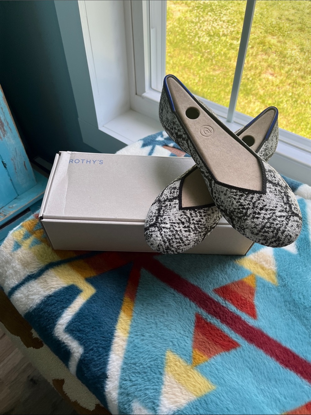 Rothy's Black & White Tweed Ballet Flats